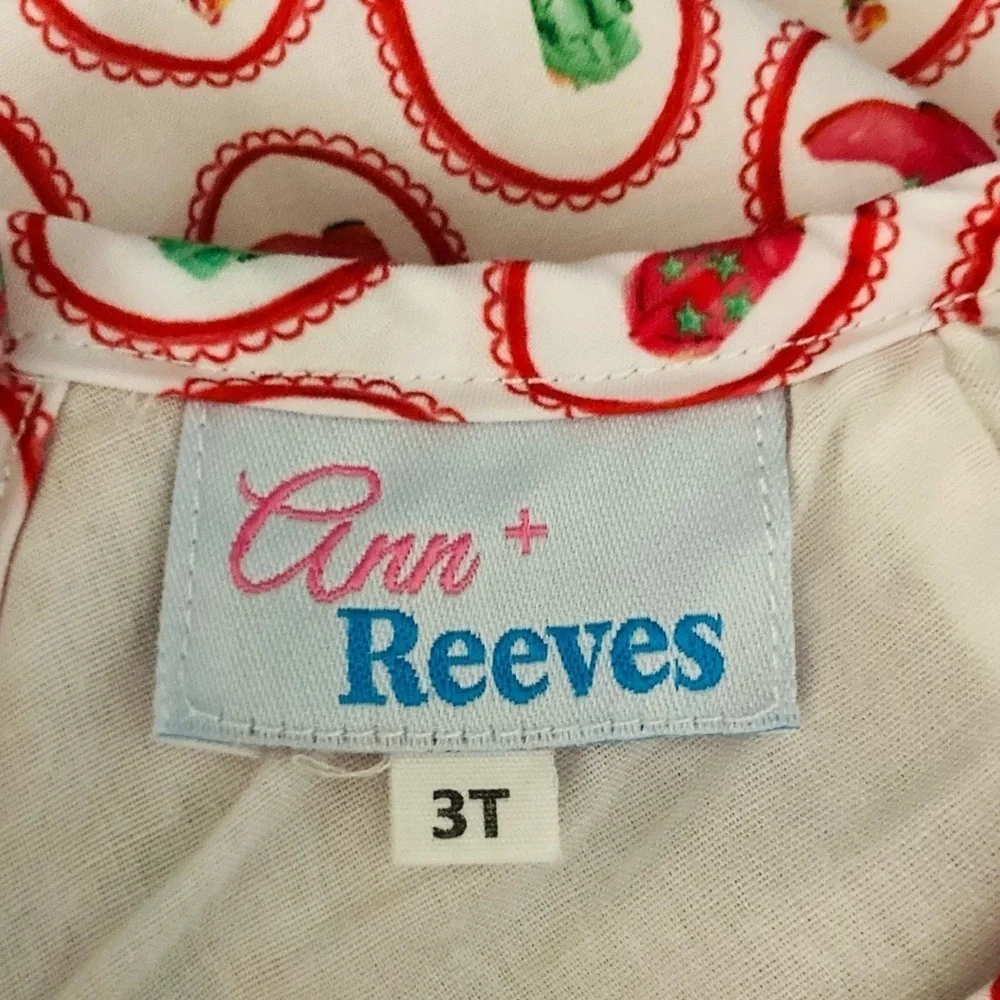 Ann + Reeves Christmas cowboy red white and green smocked top. Size 3T